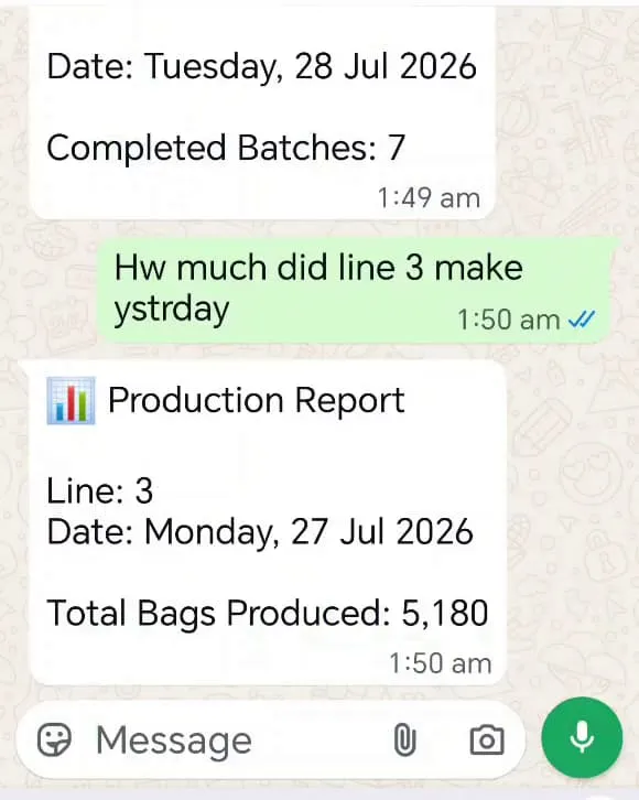 Line 3 production for yesterday